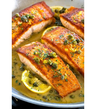 Salmon Mengkilap Jeruk dengan Rosemary