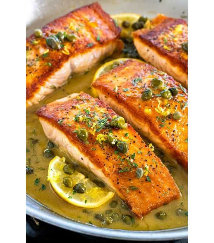 Salmon Mengkilap Jeruk dengan Rosemary